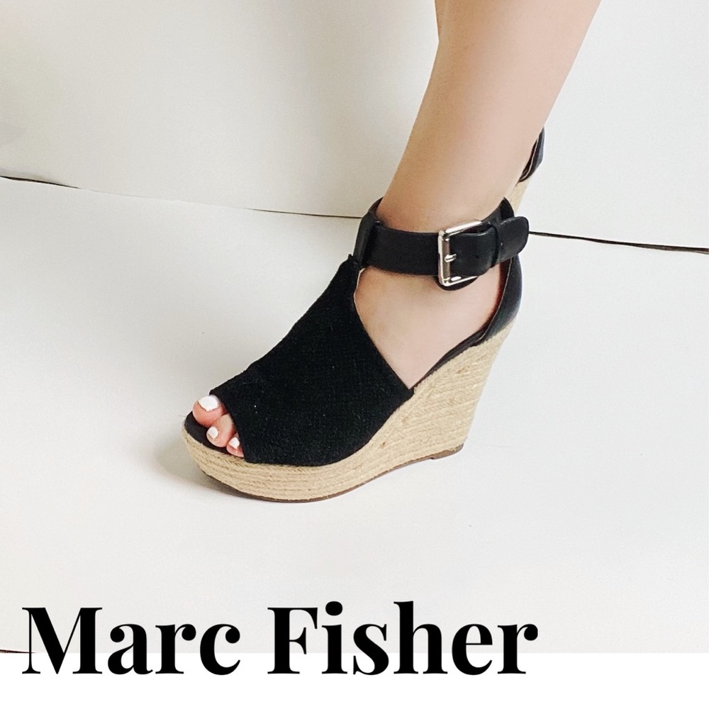 Marc Fisher LTD black espadrille wedges
